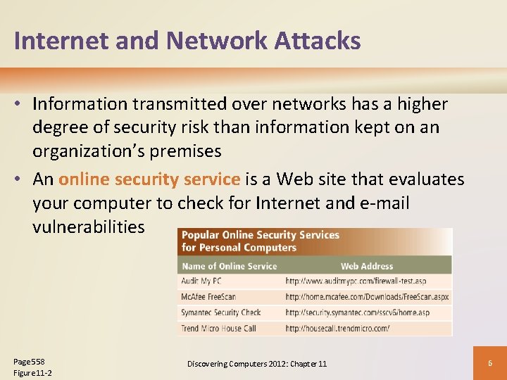 Internet and Network Attacks • Information transmitted over networks has a higher degree of