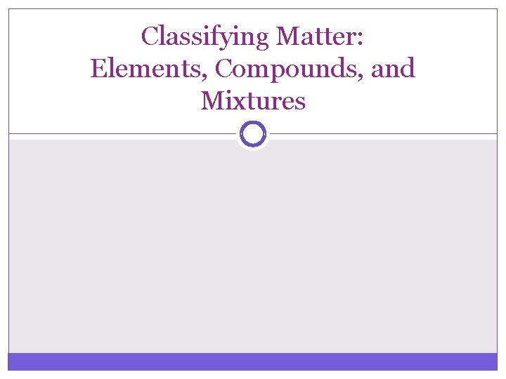 Classifying Matter: Elements, Compounds, and Mixtures 