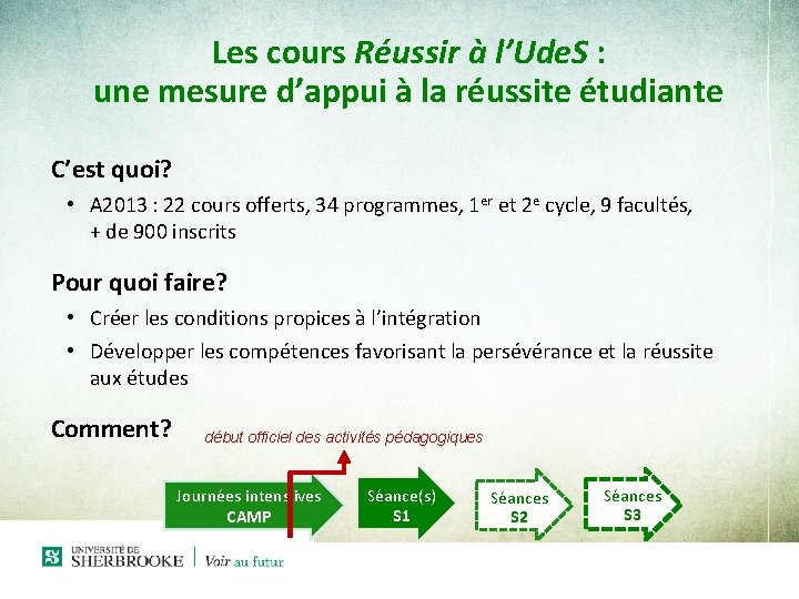 Les cours Réussir à l’Ude. S : une mesure d’appui à la réussite étudiante