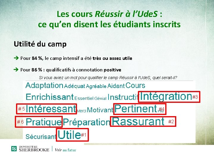 Les cours Réussir à l’Ude. S : ce qu’en disent les étudiants inscrits Utilité