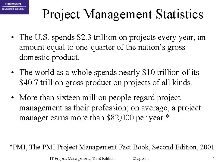 Project Management Statistics • The U. S. spends $2. 3 trillion on projects every Project Management Statistics • The U. S. spends $2. 3 trillion on projects every