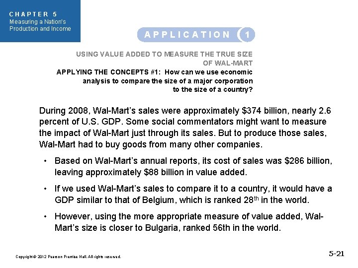 CHAPTER 5 Measuring a Nation’s Production and Income APPLICATION 1 USING VALUE ADDED TO