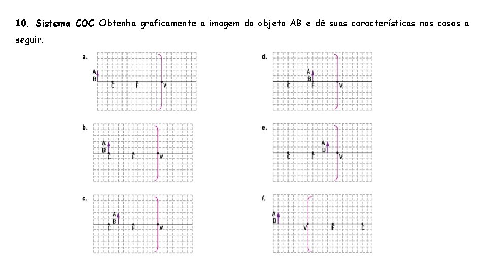 10. Sistema COC Obtenha graficamente a imagem do objeto AB e dê suas características