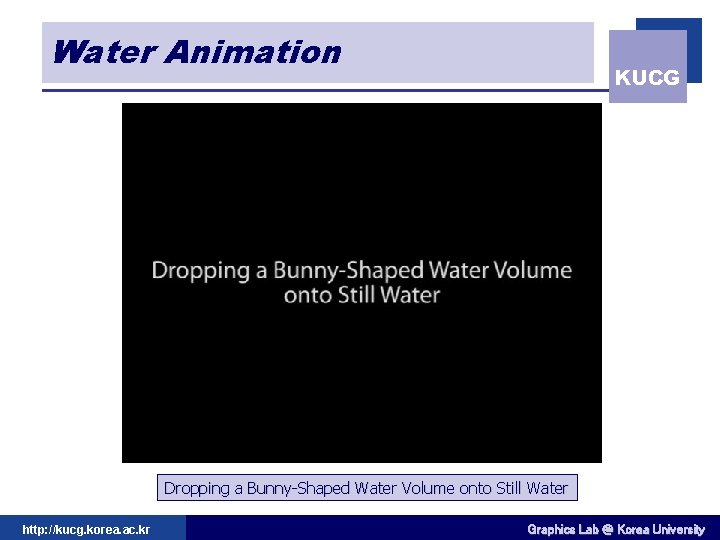 Water Animation KUCG Dropping a Bunny-Shaped Water Volume onto Still Water http: //kucg. korea.
