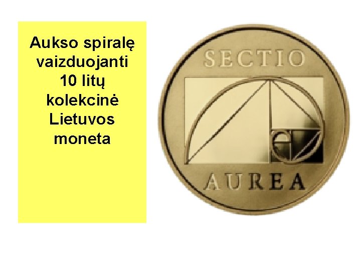 Aukso spiralę vaizduojanti 10 litų kolekcinė Lietuvos moneta 