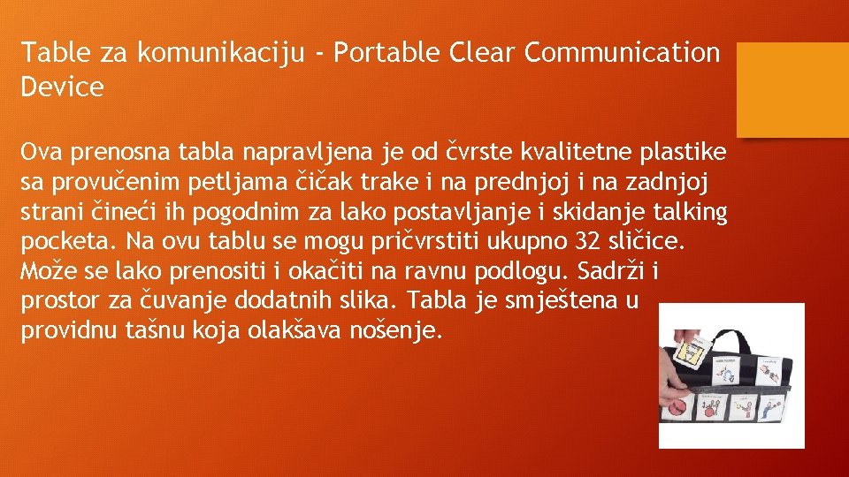 Table za komunikaciju - Portable Clear Communication Device Ova prenosna tabla napravljena je od