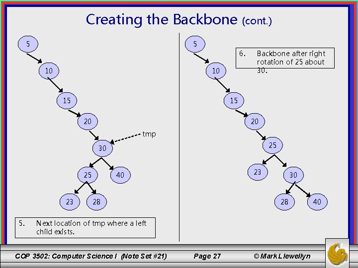 Creating the Backbone 5 (cont. ) 5 6. 10 10 15 Backbone after right