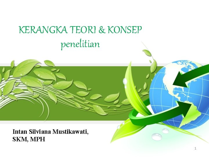 KERANGKA TEORI & KONSEP penelitian Intan Silviana Mustikawati, SKM, MPH 1 