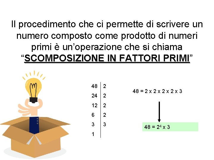 Il procedimento che ci permette di scrivere un numero composto come prodotto di numeri