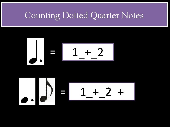 Counting Dotted Quarter Notes 1_+_2 = = 1_+_2 + 