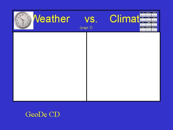 Weather vs. (page 3) Geo. De CD Climate 
