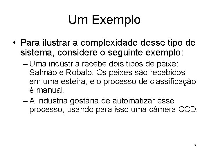 Um Exemplo • Para ilustrar a complexidade desse tipo de sistema, considere o seguinte