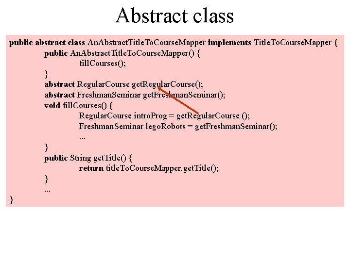 Abstract class public abstract class An. Abstract. Title. To. Course. Mapper implements Title. To.