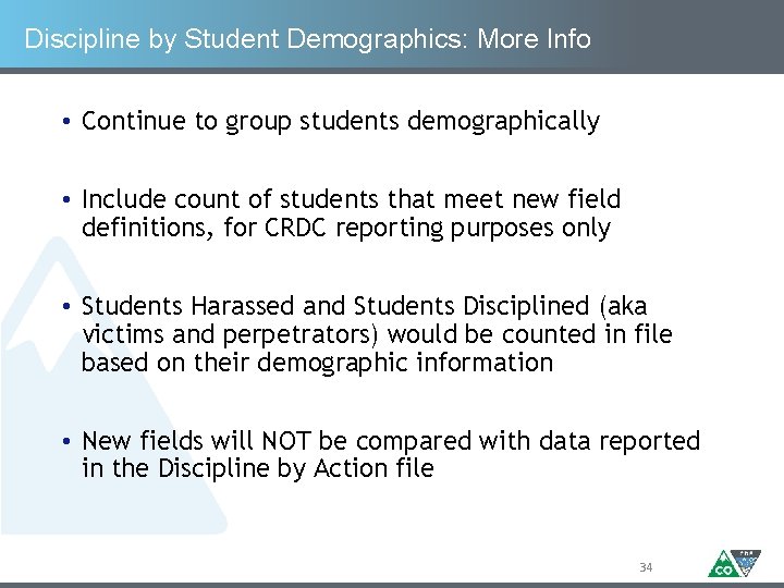 Discipline by Student Demographics: More Info • Continue to group students demographically • Include