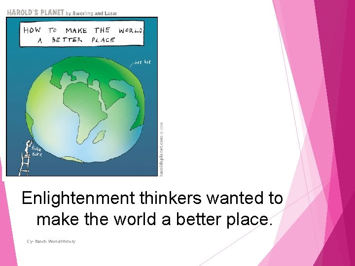 Enlightenment thinkers wanted to make the world a better place. Cy- Ranch World History