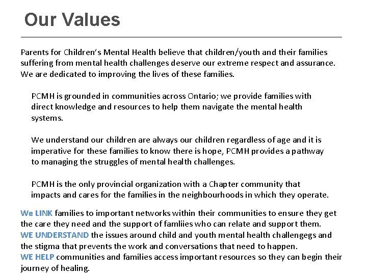Parents For Childrens Mental Health Organization Orientation PCMH