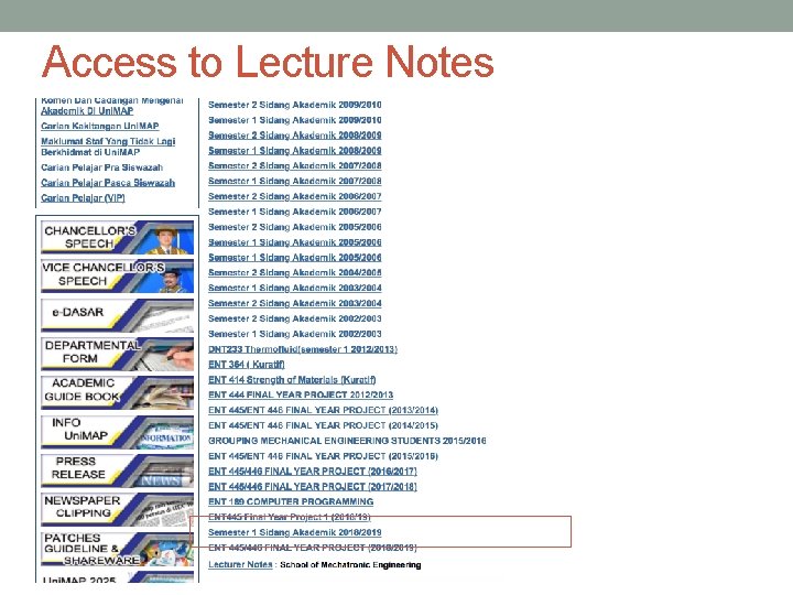 Access to Lecture Notes 