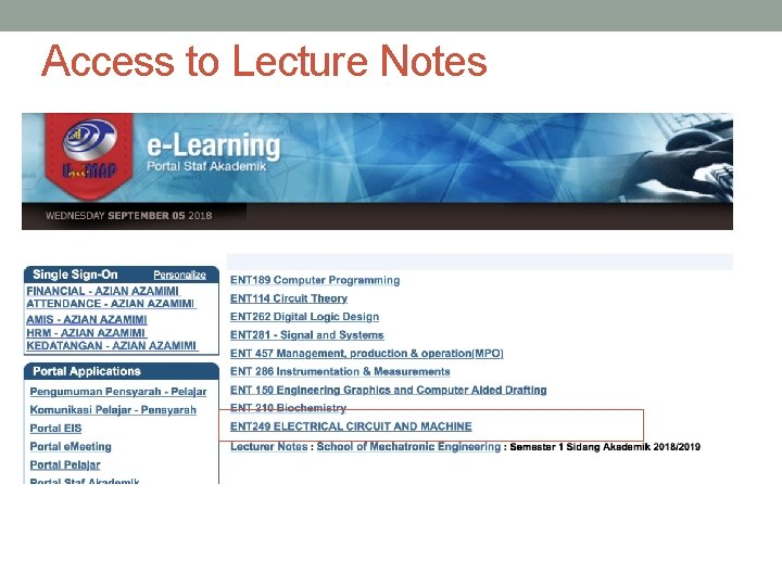 Access to Lecture Notes 