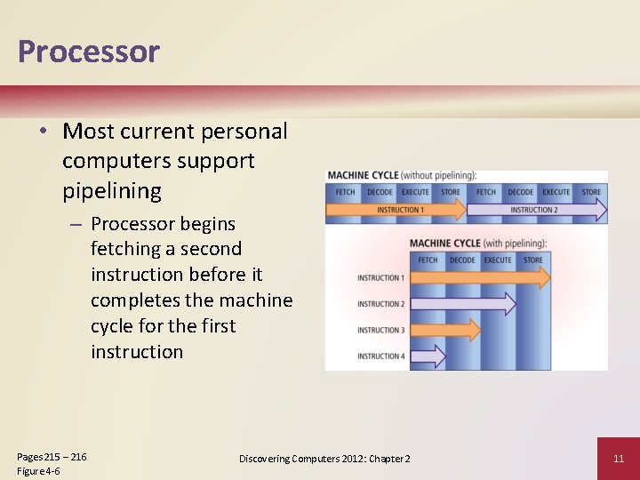 Processor • Most current personal computers support pipelining – Processor begins fetching a second