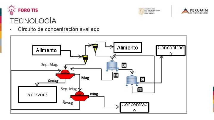 TECNOLOGÍA • Circuito de concentración avaliado Alimento Relavera Concentrad o 