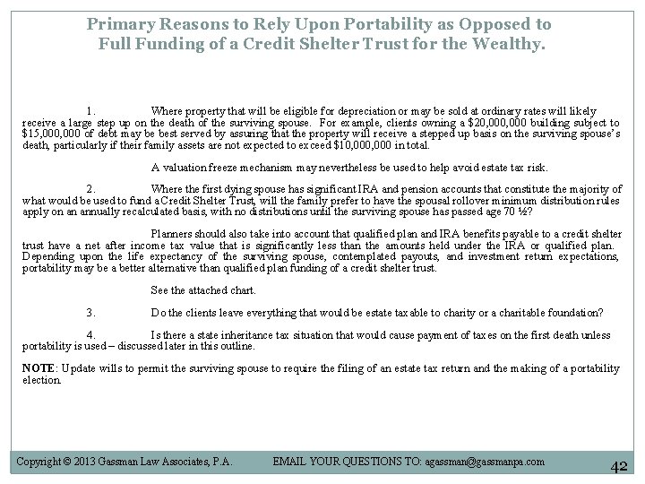 Primary Reasons to Rely Upon Portability as Opposed to Full Funding of a Credit