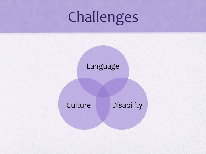 Challenges Language Culture Disability Challenges Language Culture Disability