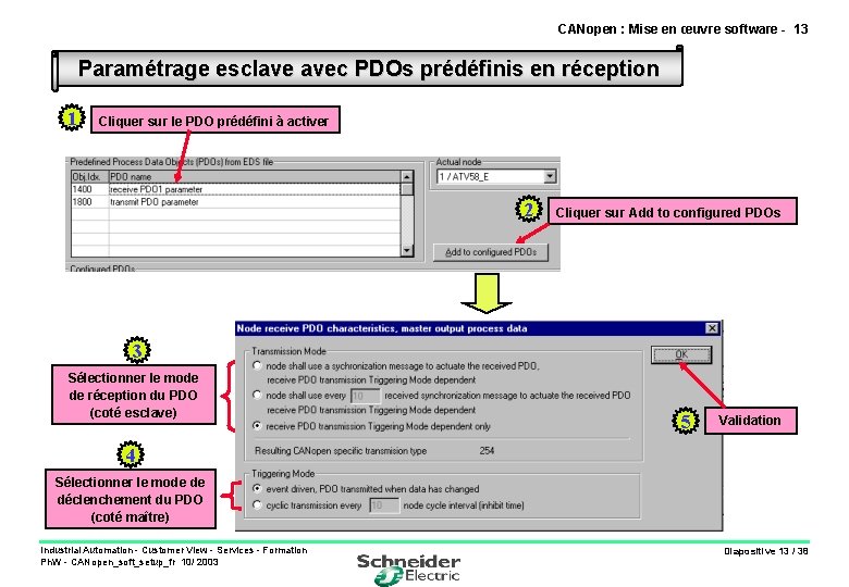 CANopen : Mise en œuvre software - 13 Paramétrage esclave avec PDOs prédéfinis en