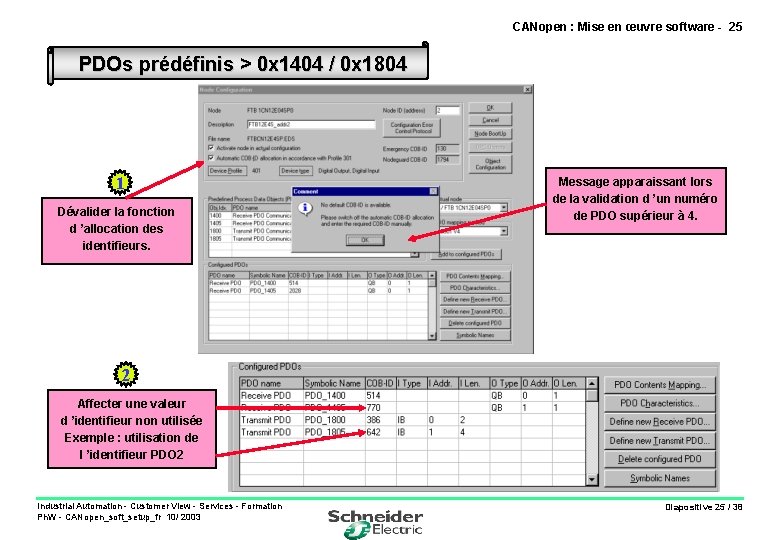 CANopen : Mise en œuvre software - 25 PDOs prédéfinis > 0 x 1404