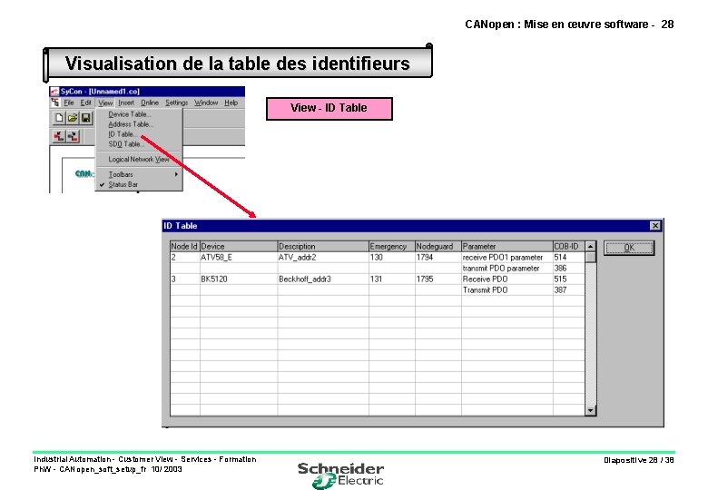 CANopen : Mise en œuvre software - 28 Visualisation de la table des identifieurs