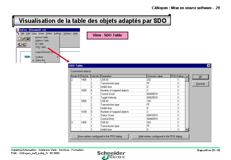 CANopen : Mise en œuvre software - 29 Visualisation de la table des objets