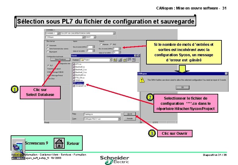 CANopen : Mise en œuvre software - 31 Sélection sous PL 7 du fichier