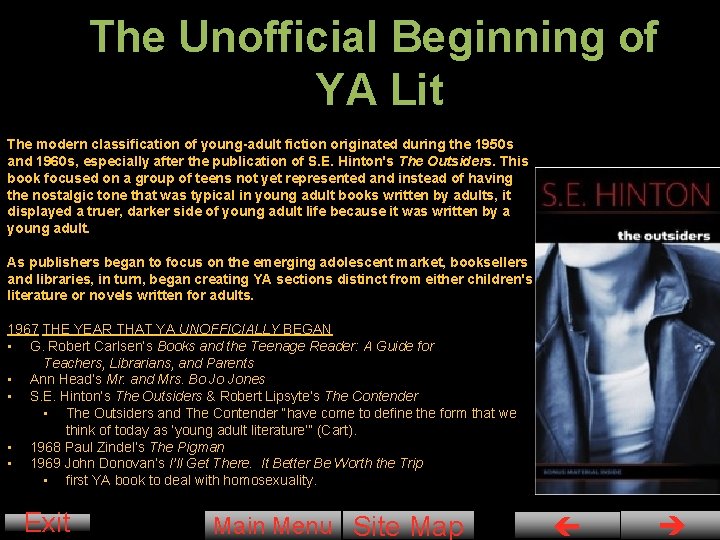 The Unofficial Beginning of YA Lit The modern classification of young-adult fiction originated during