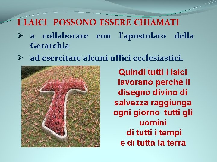 I LAICI POSSONO ESSERE CHIAMATI Ø a collaborare con l'apostolato della Gerarchia Ø ad