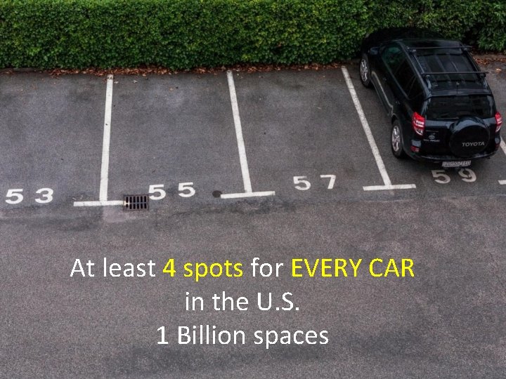 At least 4 spots for EVERY CAR in the U. S. 1 Billion spaces