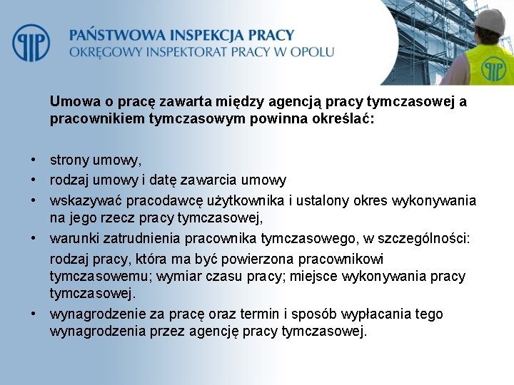 Umowa o pracę zawarta między agencją pracy tymczasowej a pracownikiem tymczasowym powinna określać: •