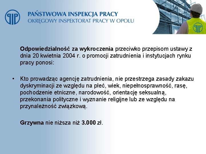 Odpowiedzialność za wykroczenia przeciwko przepisom ustawy z dnia 20 kwietnia 2004 r. o promocji