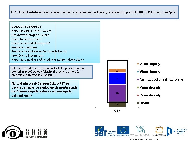 Q 11. Přihodil se tobě konkrétně nějaký problém s programovou funkčností/ovladatelností pomůcky ARET ?