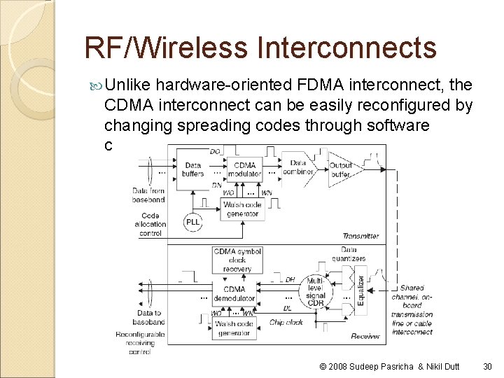 RF/Wireless Interconnects Unlike hardware-oriented FDMA interconnect, the CDMA interconnect can be easily reconfigured by