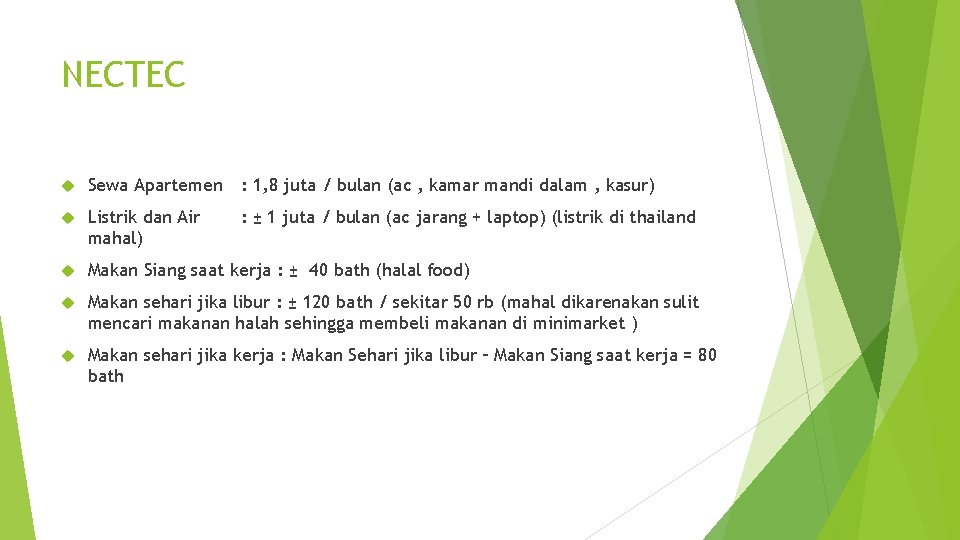 NECTEC Sewa Apartemen : 1, 8 juta / bulan (ac , kamar mandi dalam