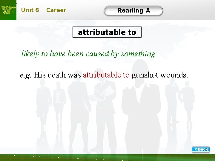 职业综合 英语 1 Unit 8 Career Reading A attributable to likely to have been