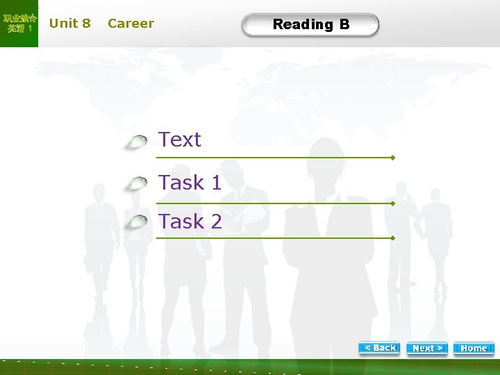 职业综合 英语 1 Unit 8 Reading B Career Reading B Text Task 1 Task