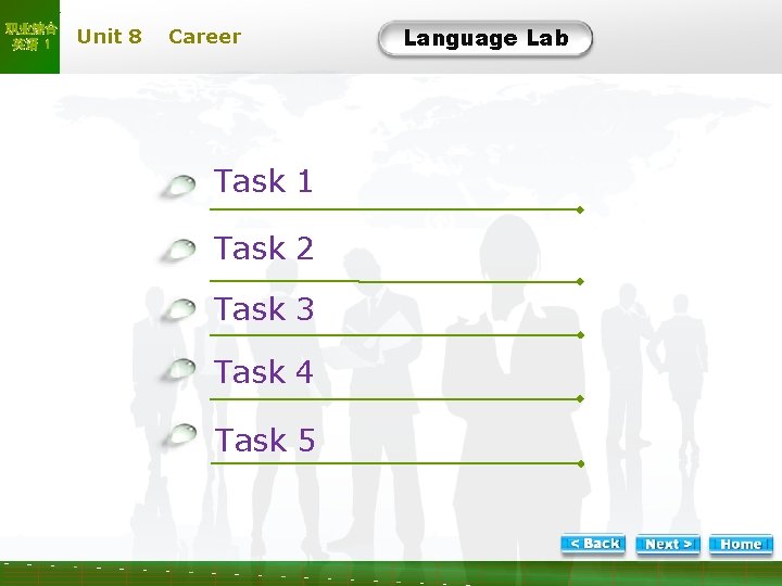 职业综合 英语 1 Unit 8 Career Task 1 Task 2 Task 3 Task 4
