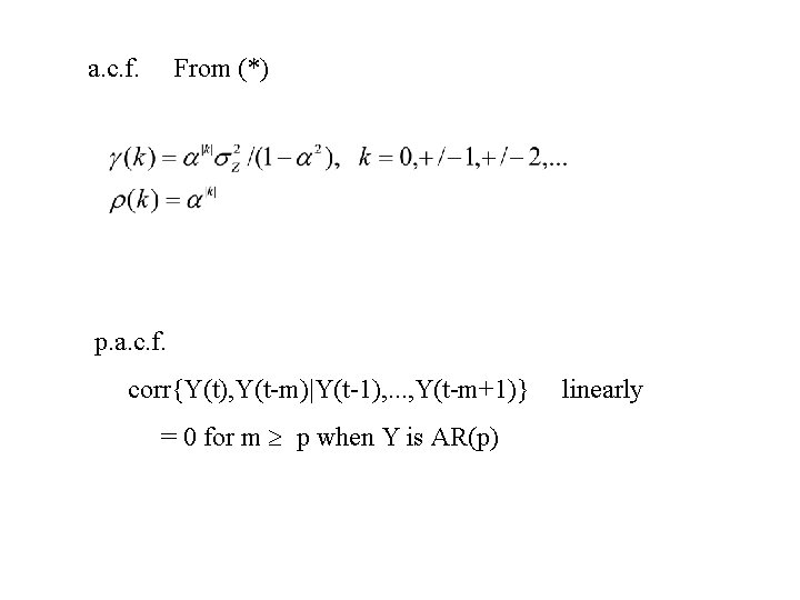 a. c. f. From (*) p. a. c. f. corr{Y(t), Y(t-m)|Y(t-1), . . .