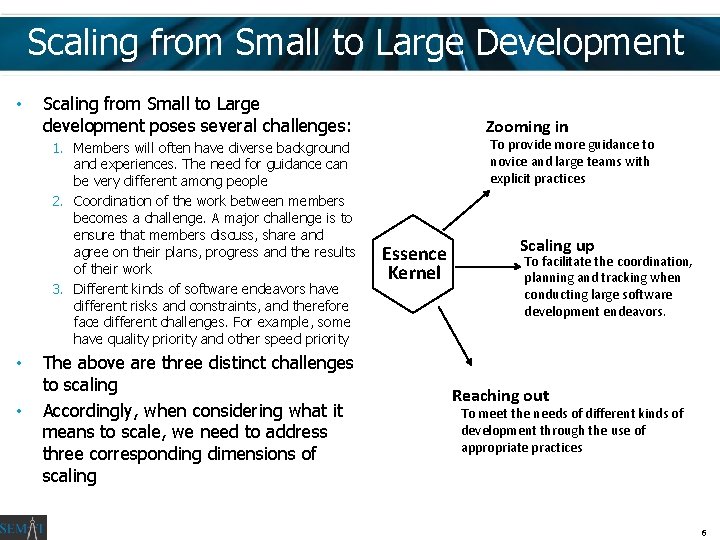 Scaling from Small to Large Development • Scaling from Small to Large development poses Scaling from Small to Large Development • Scaling from Small to Large development poses