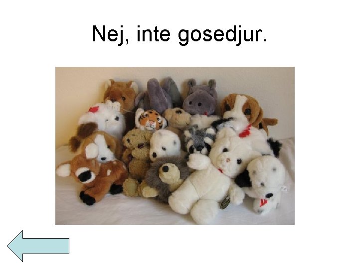 Nej, inte gosedjur. 