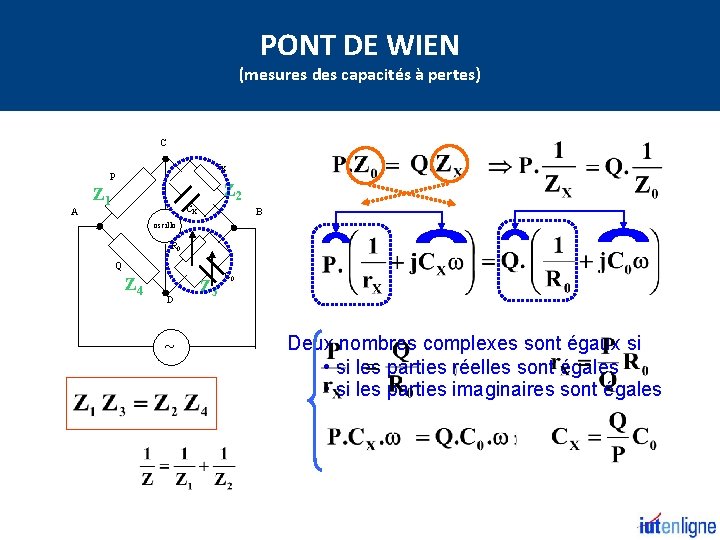 PONT DE WIEN (mesures des capacités à pertes) C r. X P A Z