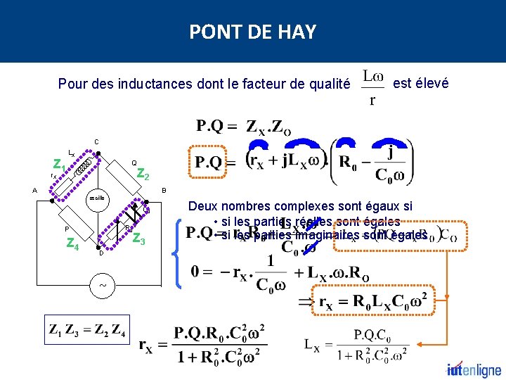 PONT DE HAY Pour des inductances dont le facteur de qualité est élevé C