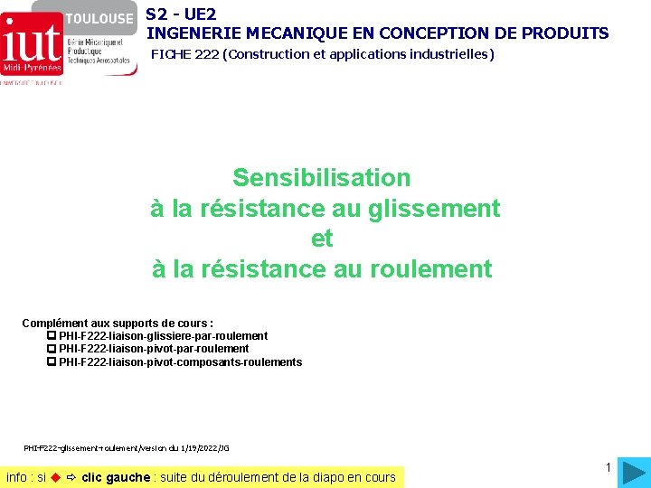 S 2 - UE 2 INGENERIE MECANIQUE EN CONCEPTION DE PRODUITS FICHE 222 (Construction
