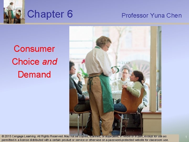 Chapter 6 Professor Yuna Chen Consumer Choice and Demand © 2015 Cengage Learning. All