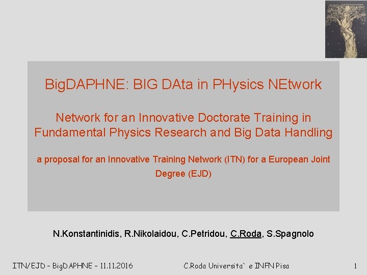 Big. DAPHNE: BIG DAta in PHysics NEtwork Network for an Innovative Doctorate Training in